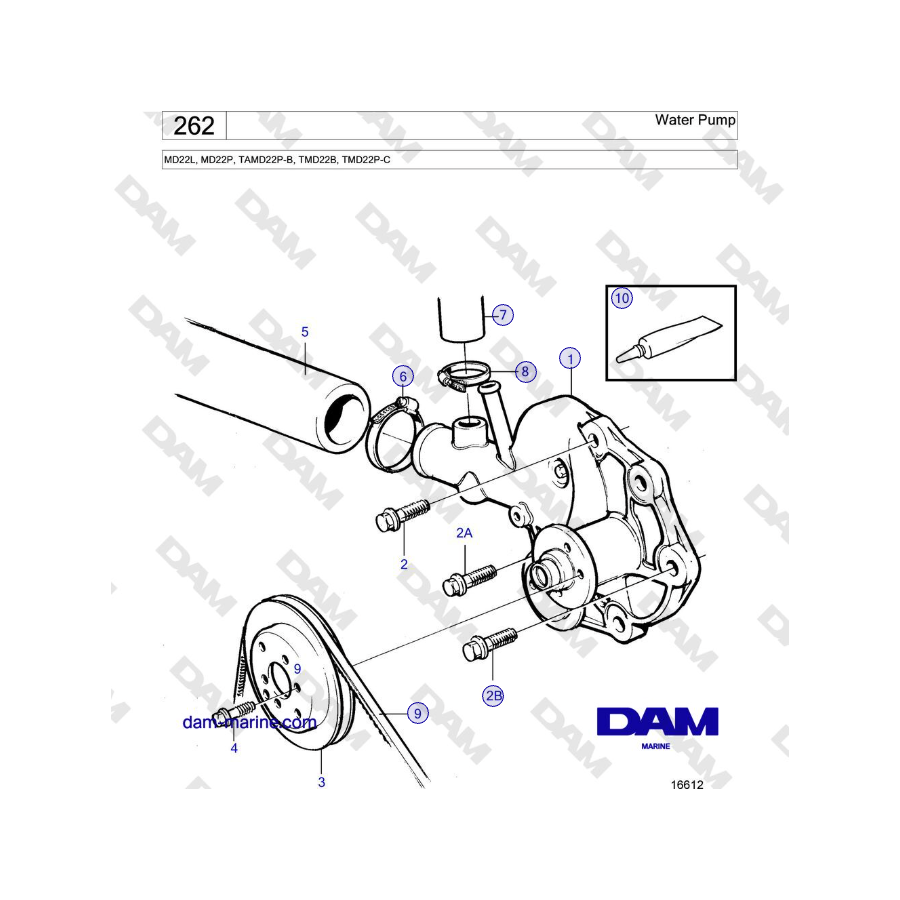 Volvo Penta MD22L, MD22P, TAMD22P-B, TMD22B, TMD22P-C - Bomba de agua