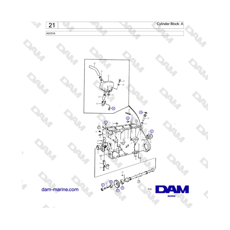 Volvo Penta AQ151A - Bloque de cilindros: A