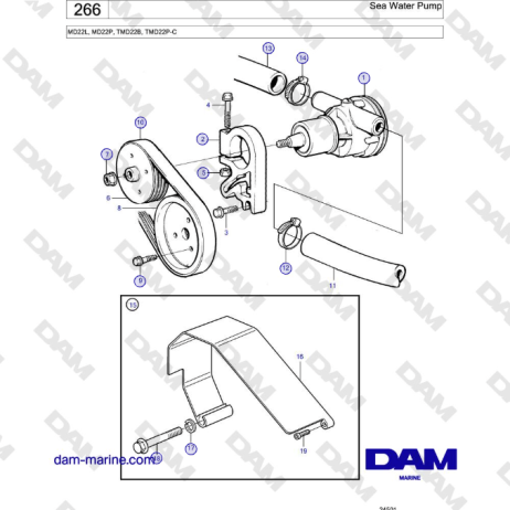 Volvo Penta MD22L, MD22P, TMD22B, TMD22P-C - Sea Water Pump - DAM Marine