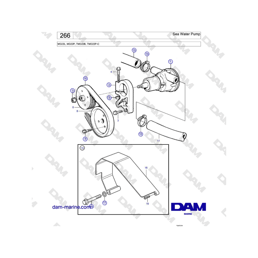 Volvo Penta MD22L, MD22P, TMD22B, TMD22P-C - Bomba de agua de mar