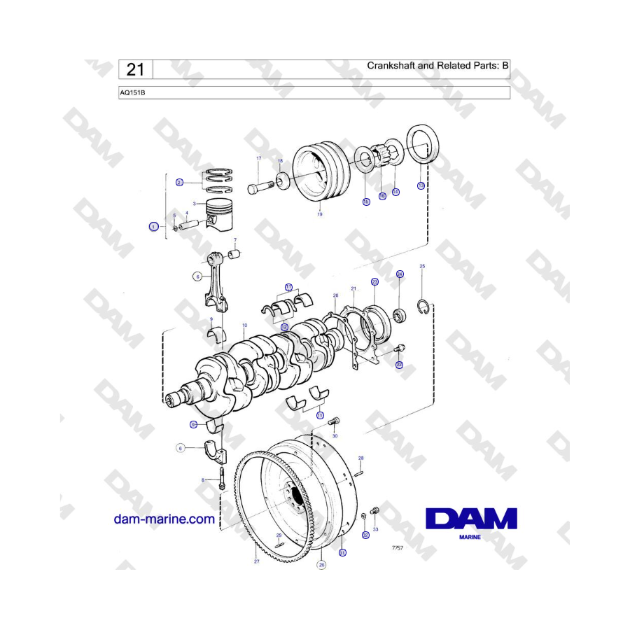 Volvo Penta AQ151B - Crankshaft and Related Parts: B