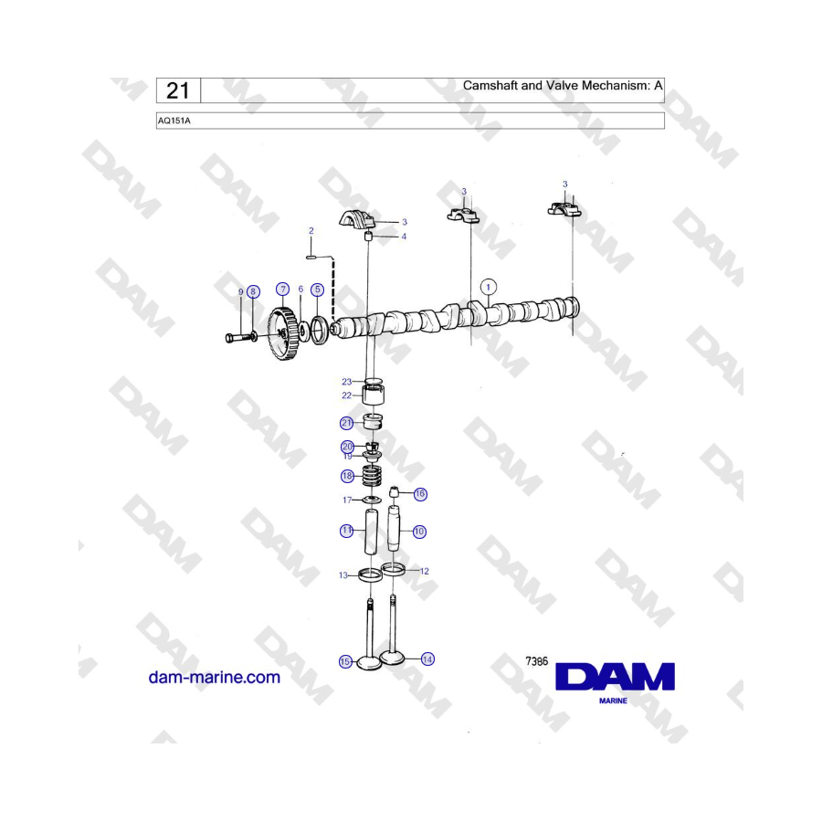 Volvo Penta AQ151A - Camshaft and Valve Mechanism: A