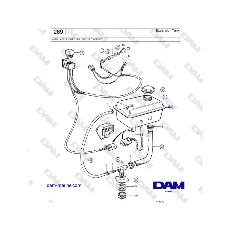 Volvo Penta MD22L, MD22P, TAMD22P-B, TMD22B, TMD22P-C - Depósito de expansión