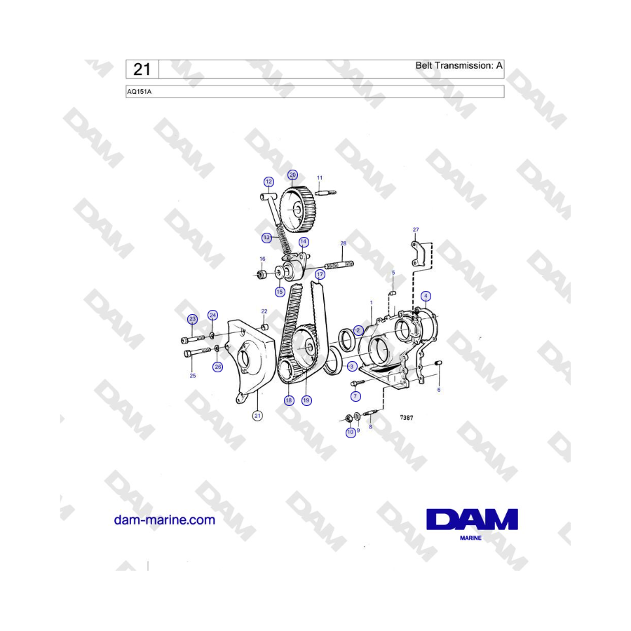 Volvo Penta AQ151A - Belt Transmission: A 