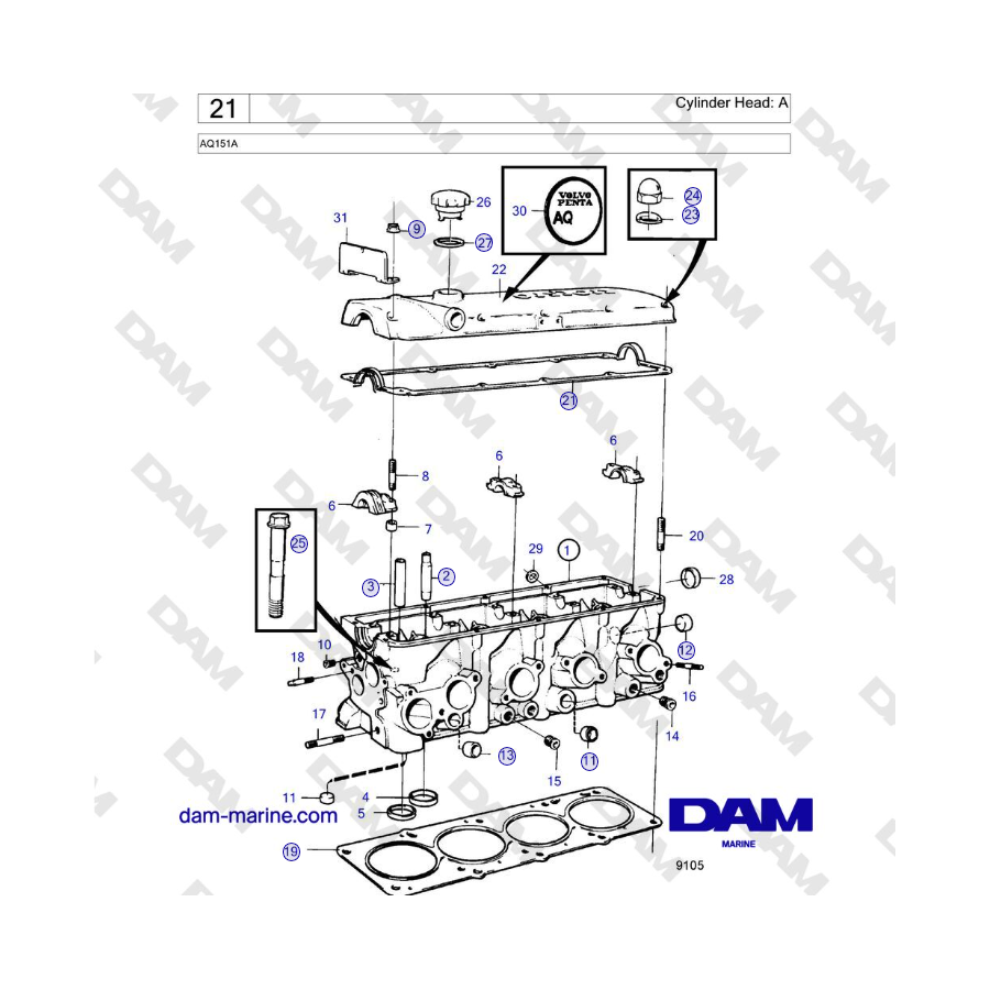 Volvo Penta AQ151A - Culata: A