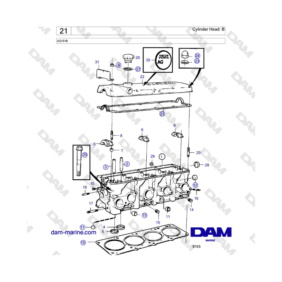 Volvo Penta AQ151B - Culata: B