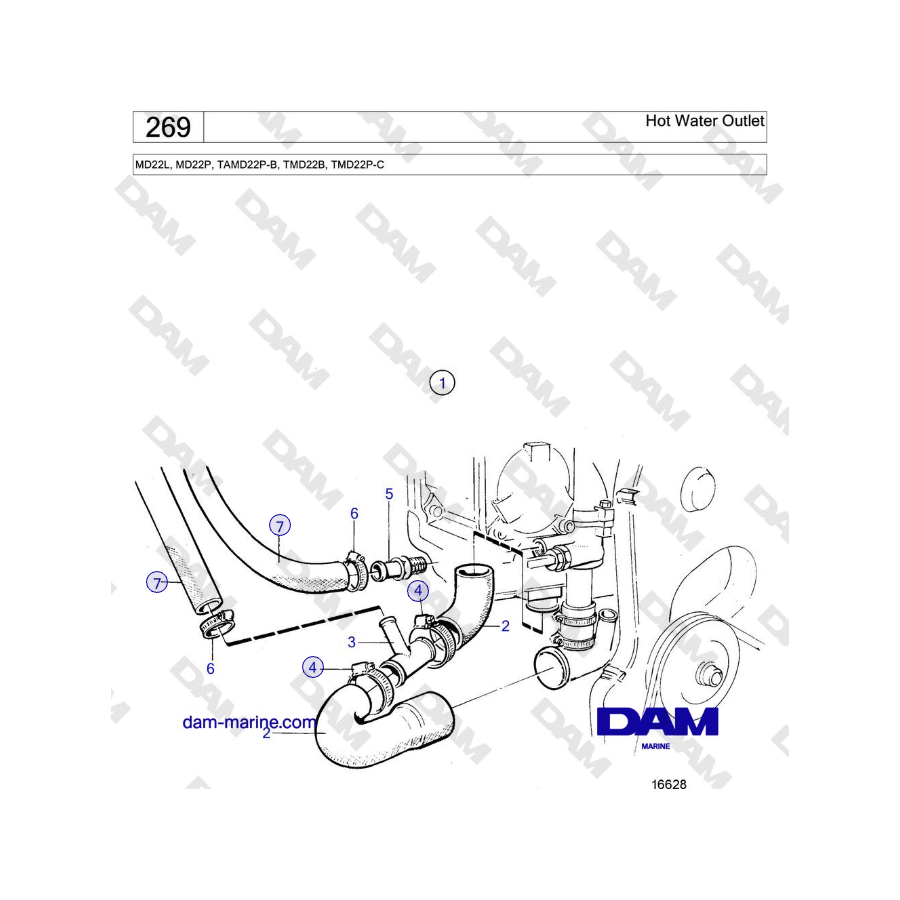 Volvo Penta MD22L, MD22P, TAMD22P-B, TMD22B, TMD22P-C - Hot Water Outlet