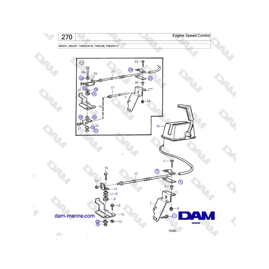 Volvo Penta MD22L, MD22P, TAMD22P-B, TMD22B, TMD22P-C - Control de velocidad del motor