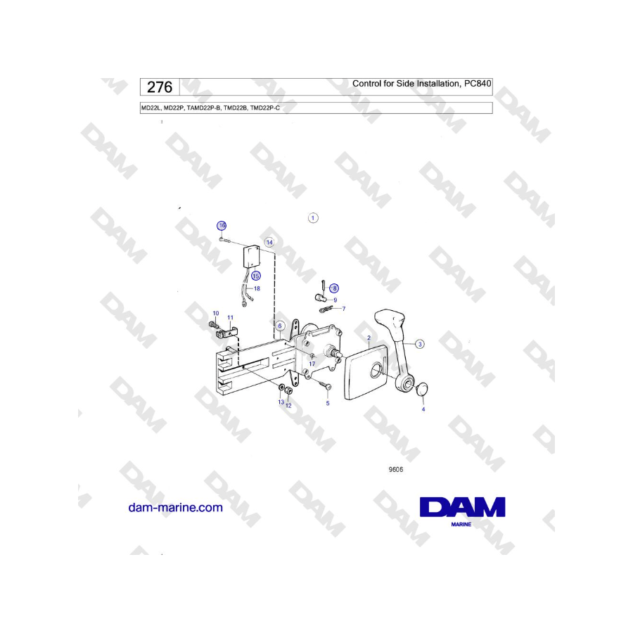 Volvo Penta MD22L, MD22P, TAMD22P-B, TMD22B, TMD22P-C - Control for Side Installation, PC740: PC740