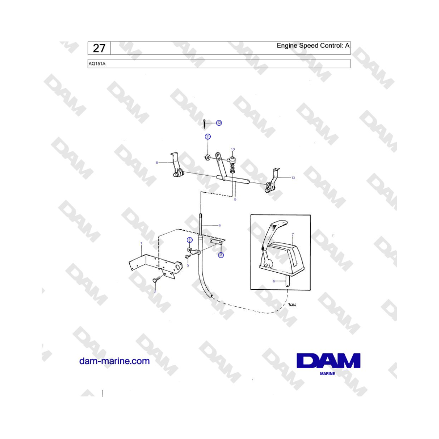 Volvo Penta AQ151A - Control de velocidad del motor: A