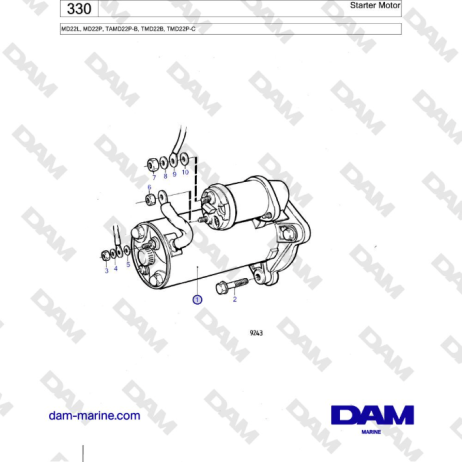 Volvo Penta MD22L, MD22P, TAMD22P-B, TMD22B, TMD22P-C - Starter Motor ...