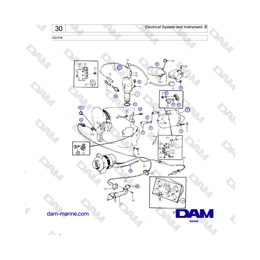 Volvo Penta AQ151B - Sistema eléctrico e instrumentos: B