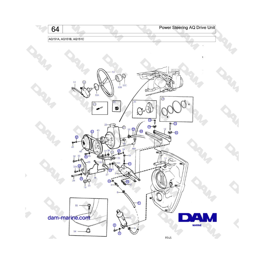 Volvo Penta AQ151A, AQ151B, AQ151C - Dirección asistida AQ Drive Unit