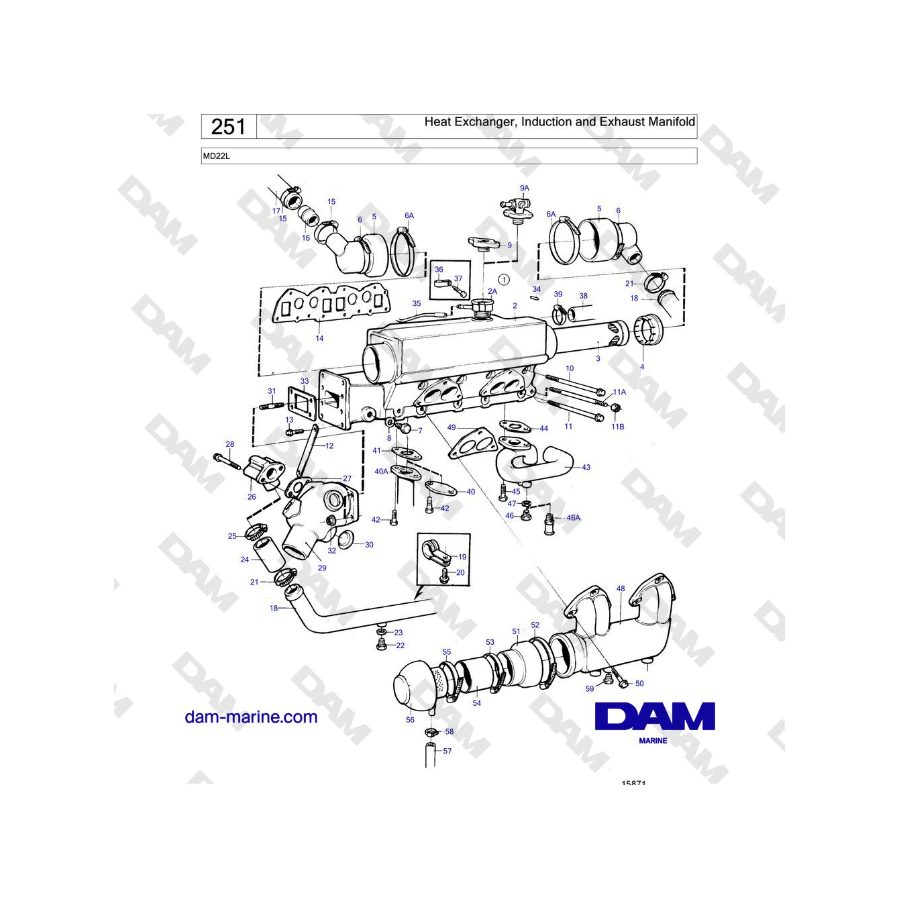 Volvo Penta MD22L - Intercambiador de calor, colector de admisión y escape