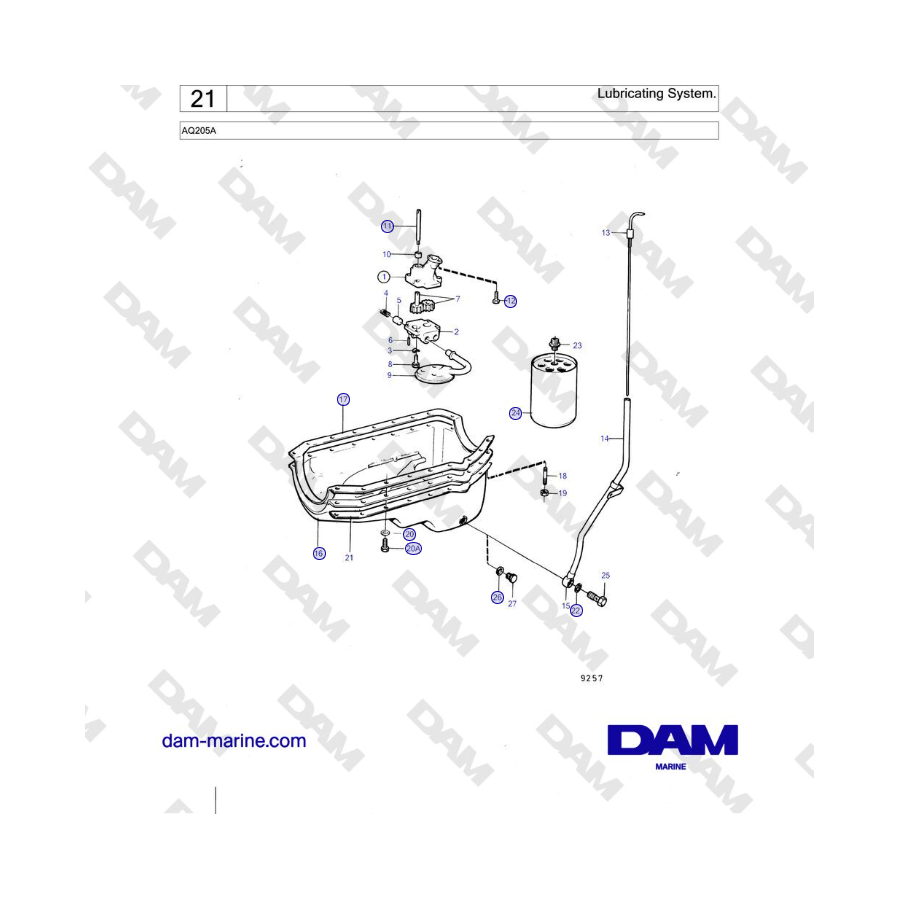 Volvo Penta AQ205A - Lubricating System