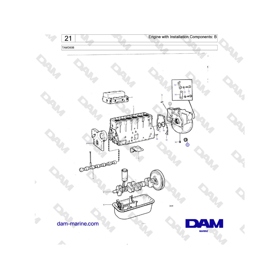 Volvo Penta TAMD60B - Motor con componentes de instalación: B