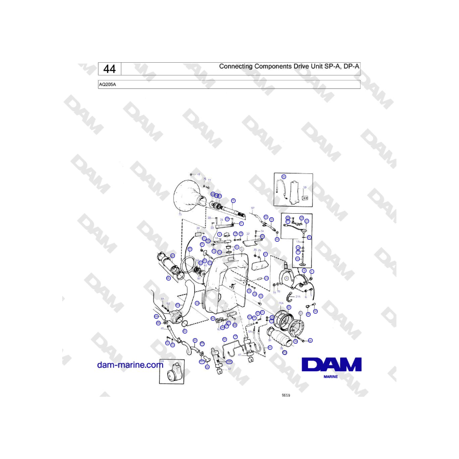 Volvo Penta AQ205A - Connecting Components Drive Unit SP-A, DP-A