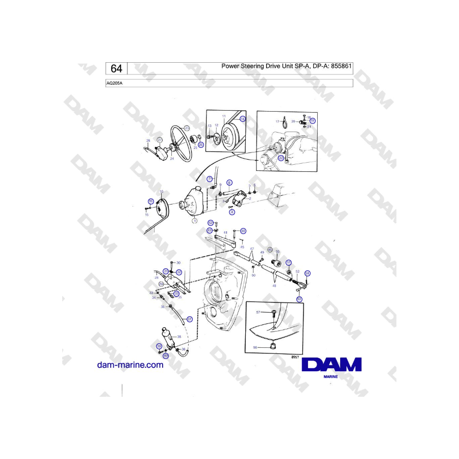 Volvo Penta AQ205A - Power Steering Drive Unit SP-A, DP-A: 855861 