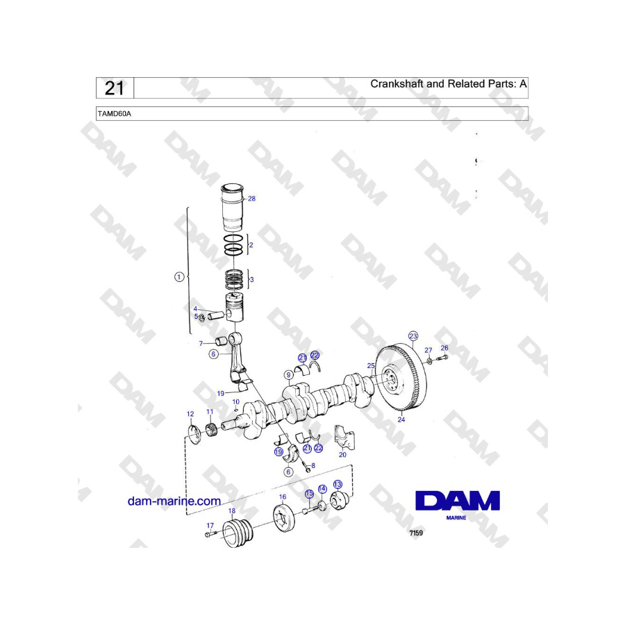 Volvo Penta TAMD60A - Cigüeñal y piezas relacionadas: A