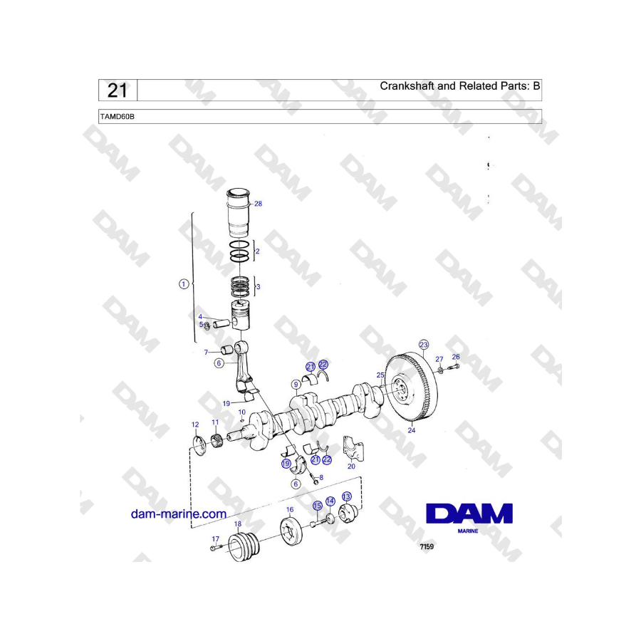 Volvo Penta TAMD60B - Cigüeñal y piezas relacionadas: B