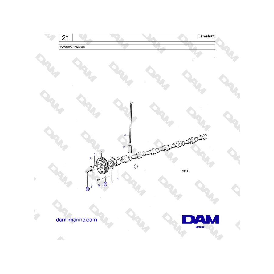 Volvo Penta TAMD60A, TAMD60B - Árbol de levas