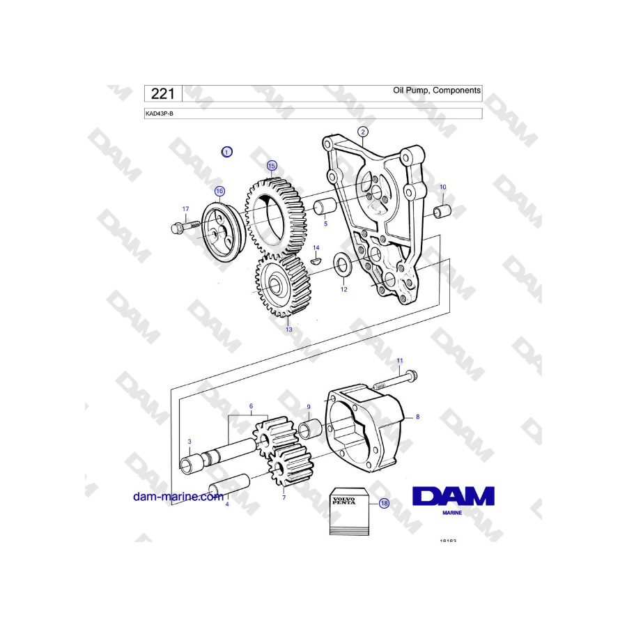 Volvo Penta KAD43P-B - Oil Pump, Components