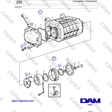 Volvo Penta KAD43P-B - Compresor, Componentes