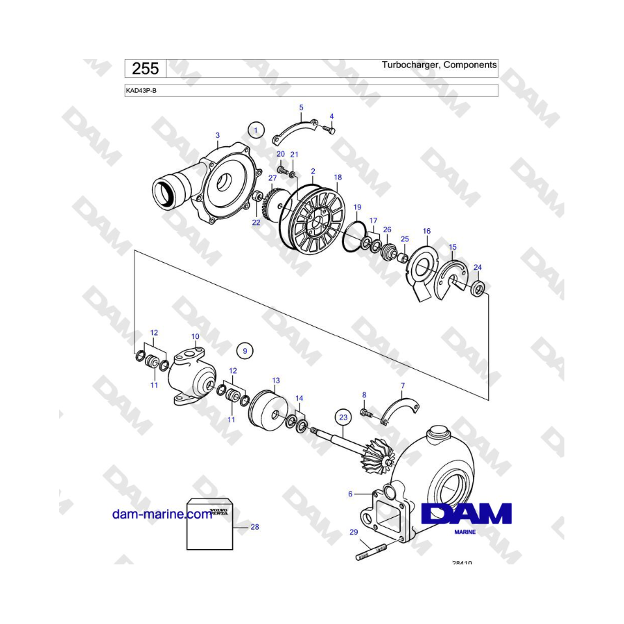 Volvo Penta KAD43P-B - Turbocharger, Components