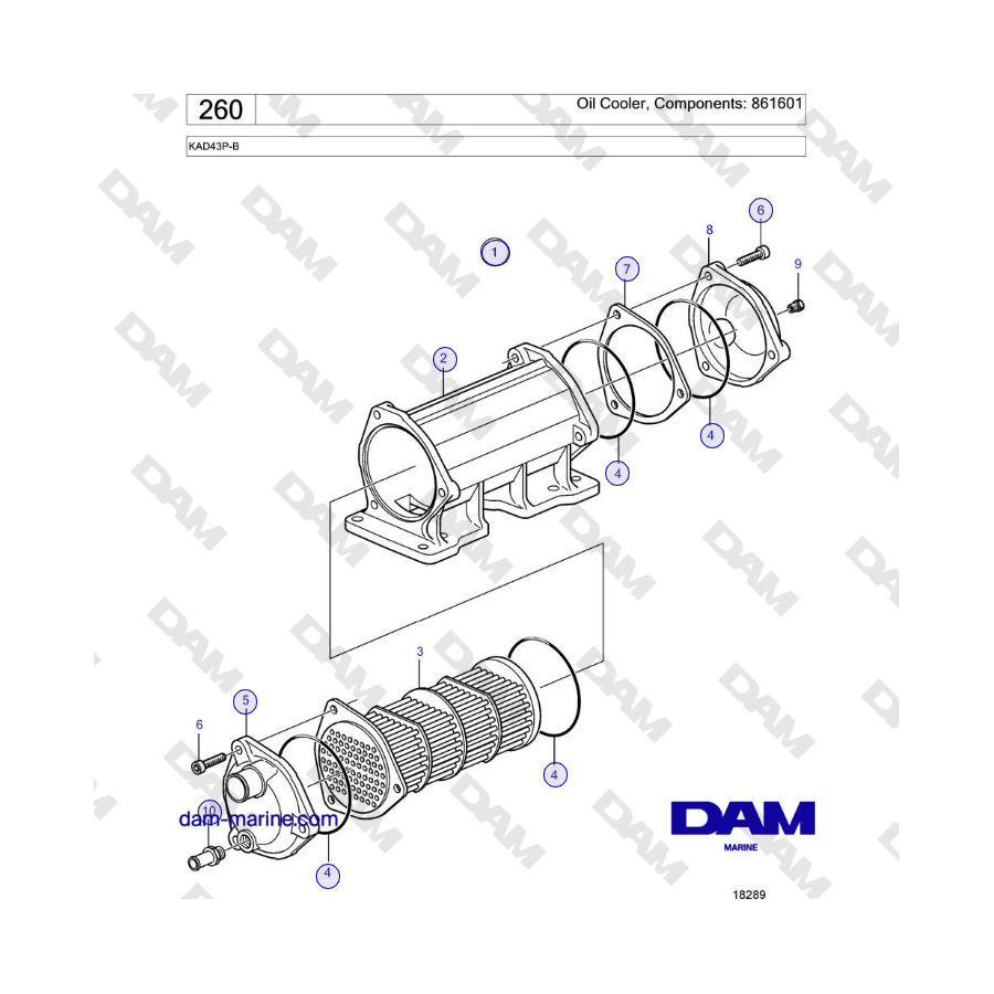 Volvo Penta KAD43P-B - Oil Cooler, Components: 861601