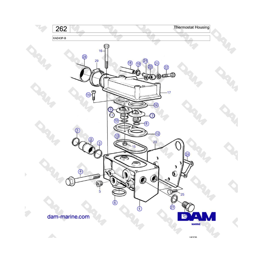 Volvo Penta KAD43P-B - Caja Termostato