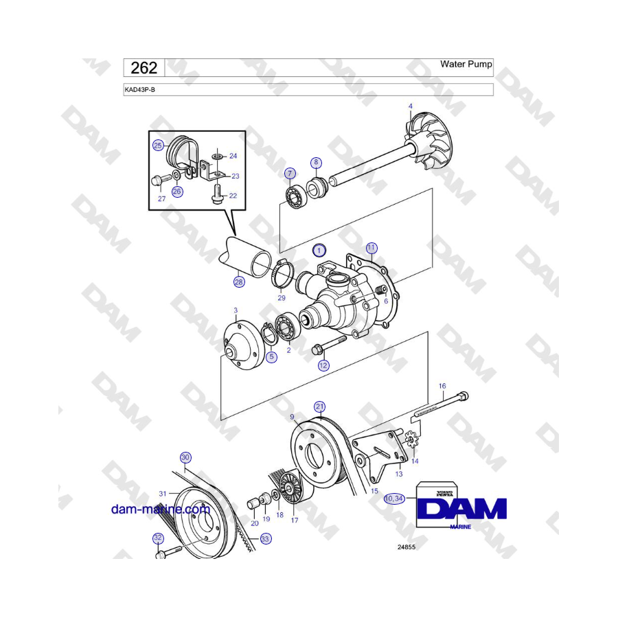 Volvo Penta KAD43P-B - Bomba de agua