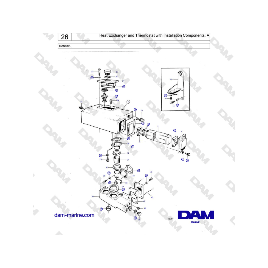 Volvo Penta TAMD60A - Heat Exchanger and Thermostat with Installation Components: A