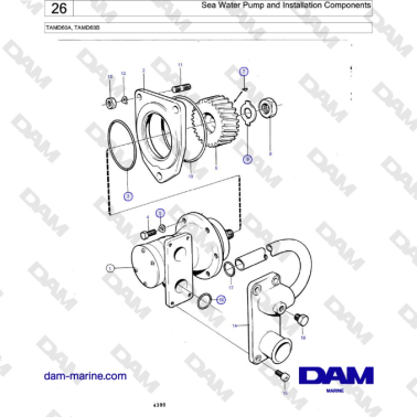 Volvo Penta Tamd60a, Tamd60b - Sea Water Pump And Installation Components