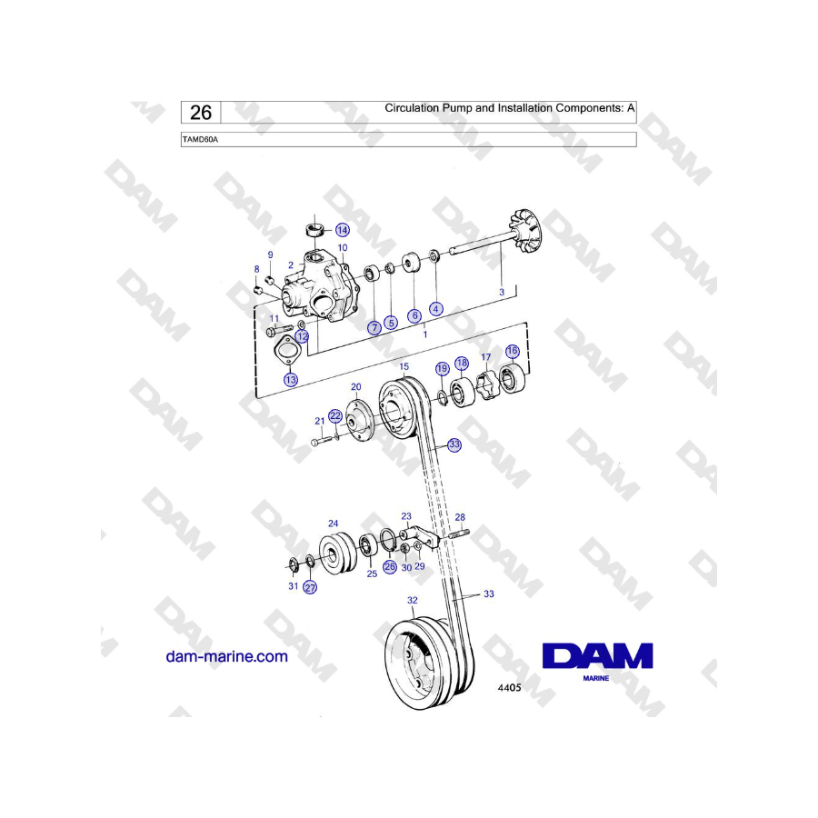 Volvo Penta TAMD60A - Circulation Pump and Installation Components: A