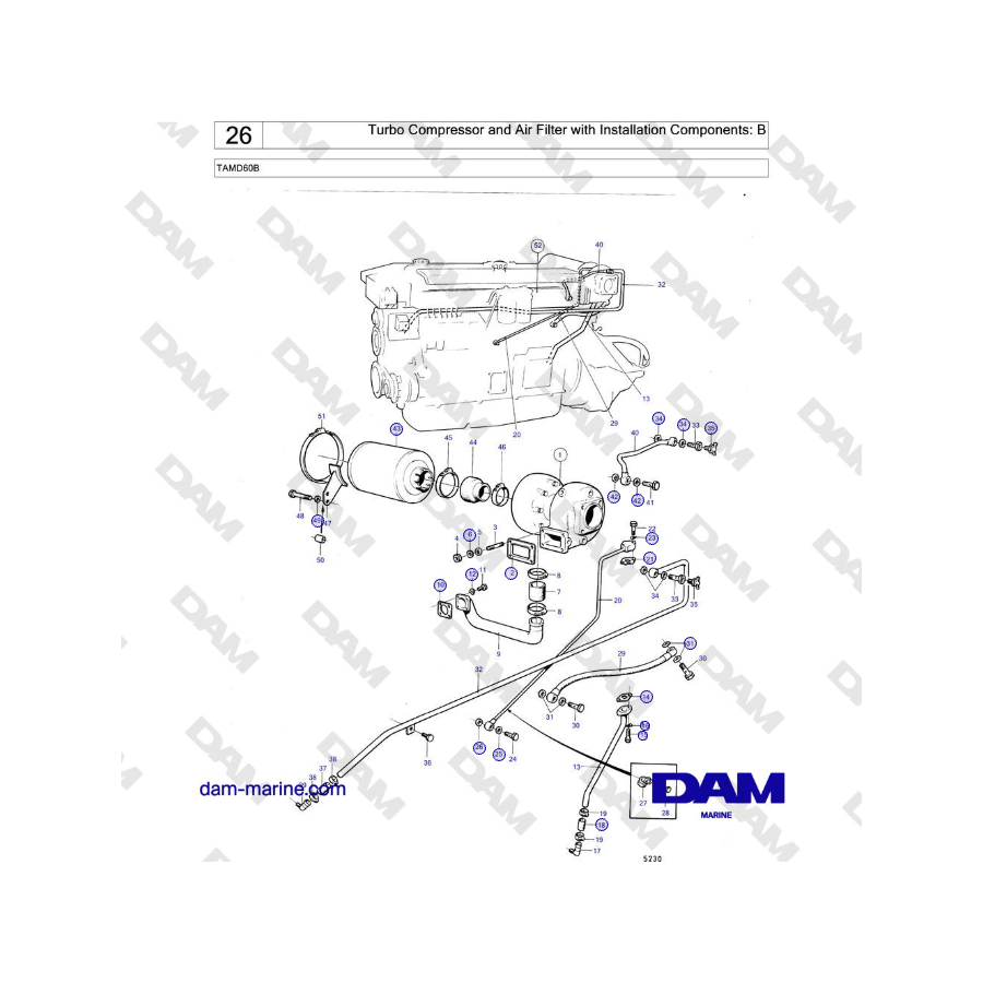 Volvo Penta TAMD60B - Turbo Compressor and Air Filter with Installation Components: B