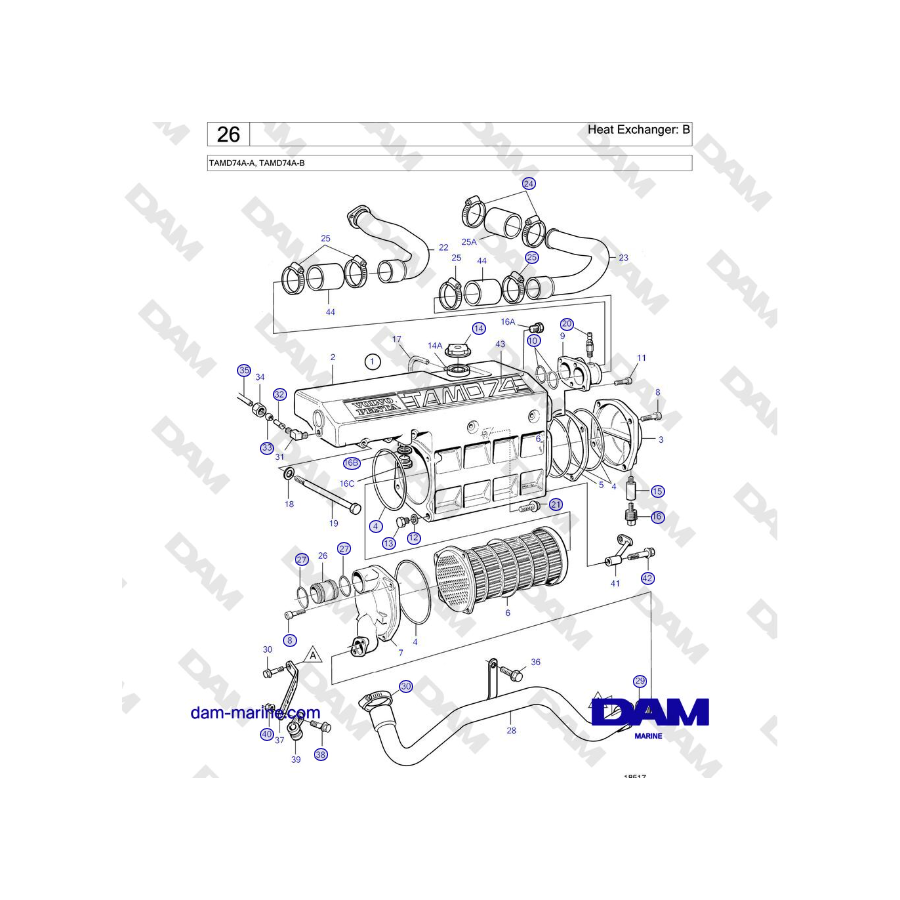 Volvo Penta TAMD74 - Intercambiador de calor: B