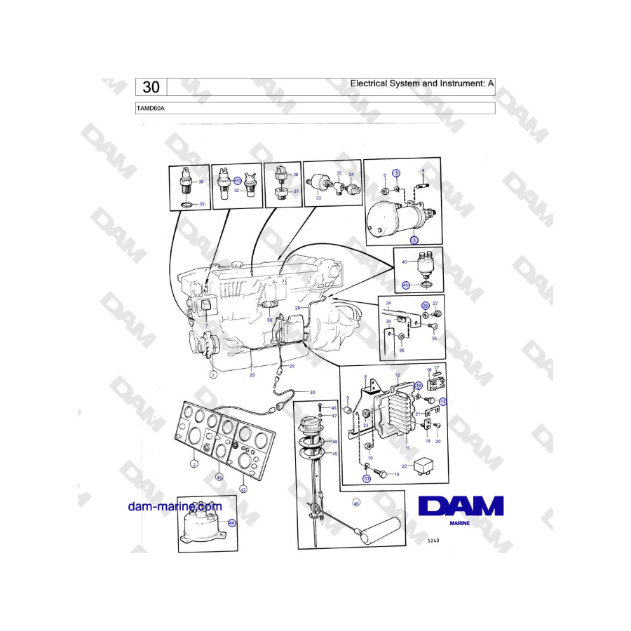 Volvo Penta TAMD60A - Sistema eléctrico e instrumentos: A