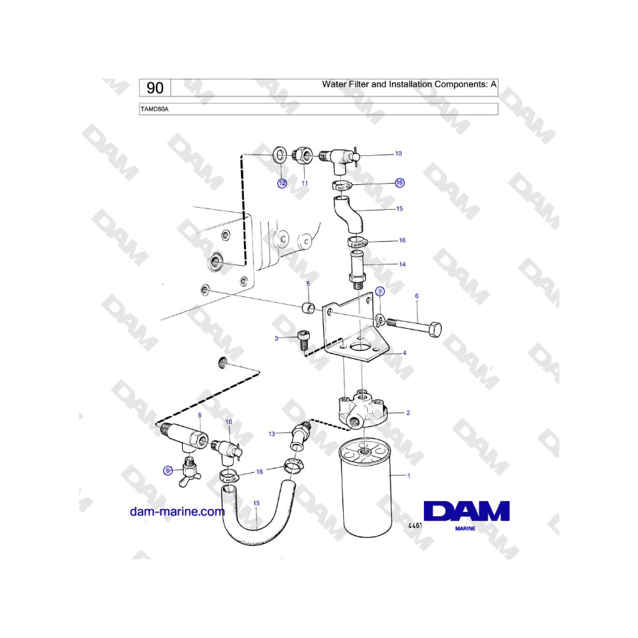 Volvo Penta TAMD60A - Water Filter and Installation Components: A