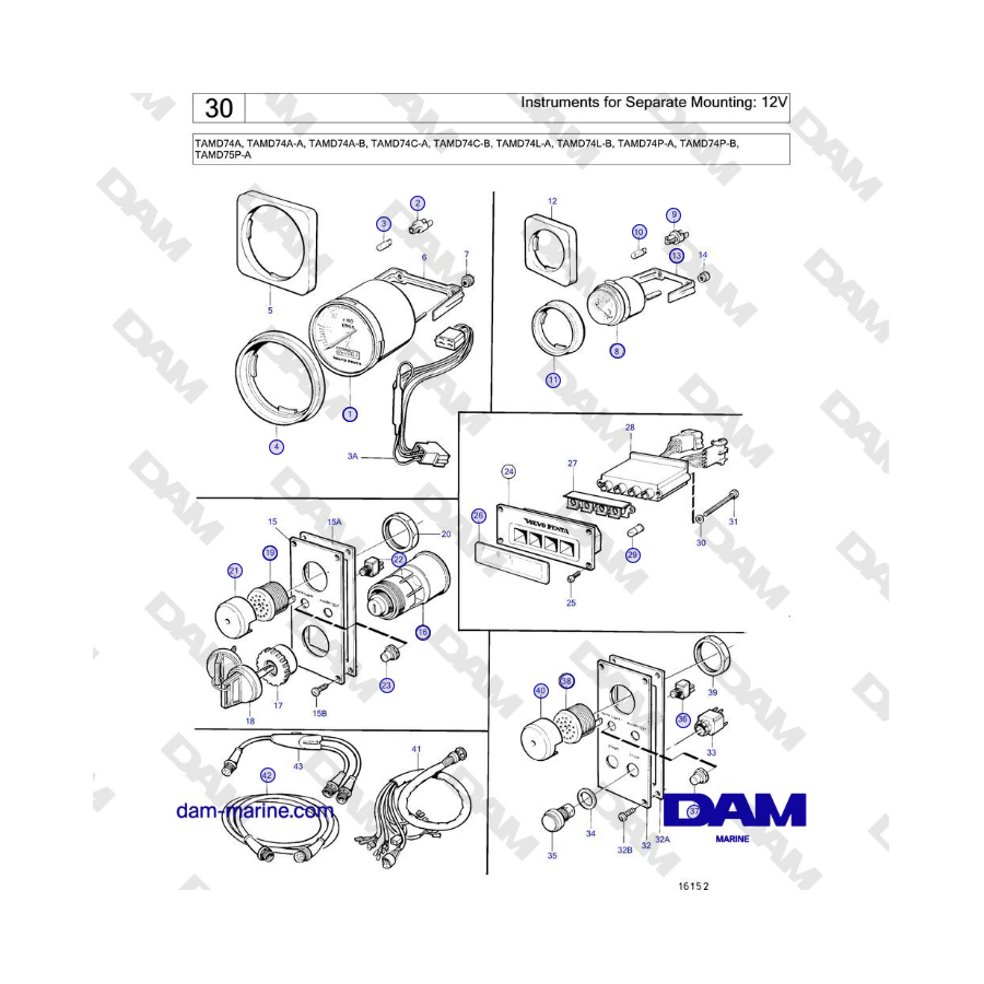 Volvo Penta TAMD74 - Instrumentos para montaje separado: 12V