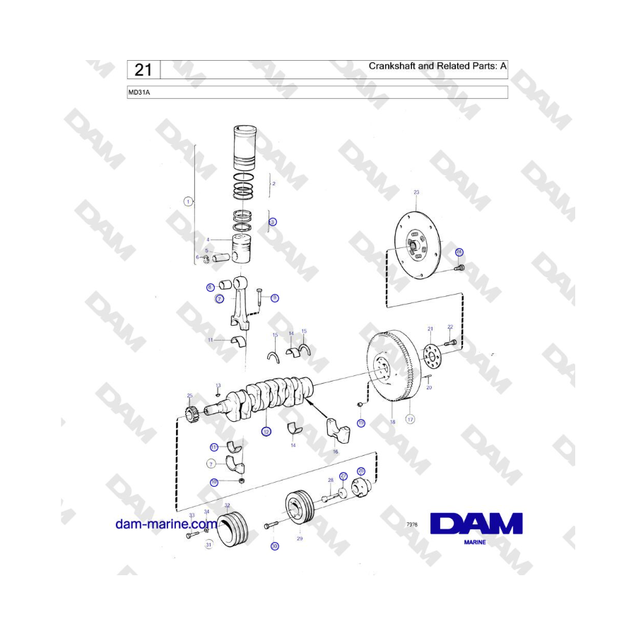  Volvo Penta MD31A - Cigüeñal y partes relacionadas: A