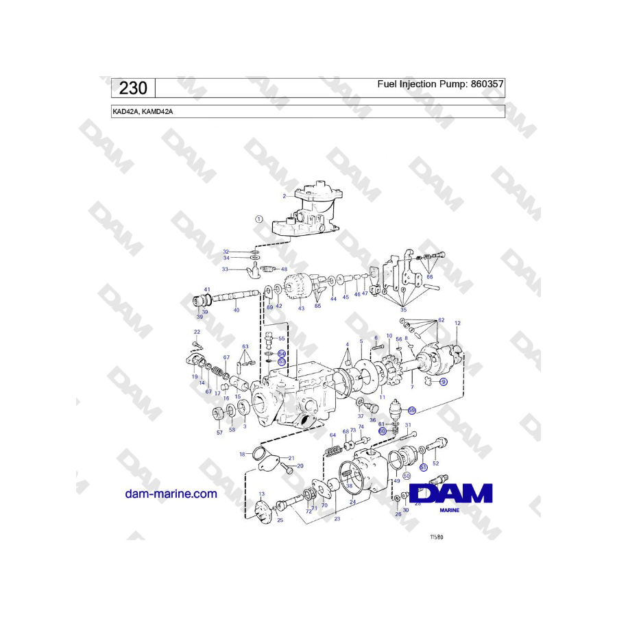 Volvo Penta KAD42A, KAMD42A - Bomba de inyección de combustible: 860357