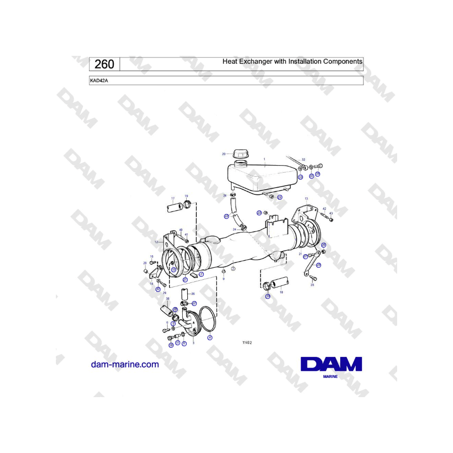 Volvo Penta KAD42A - Heat Exchanger with Installation Components