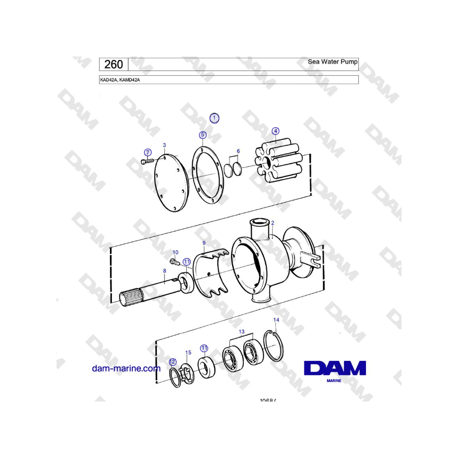 Volvo Penta KAD42A, KAMD42A - Sea Water Pump