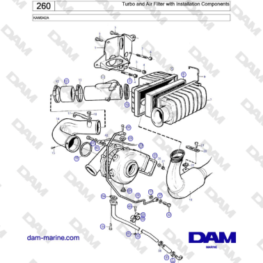 Volvo Penta KAMD42A - Turbo And Air Filter With Installation Components