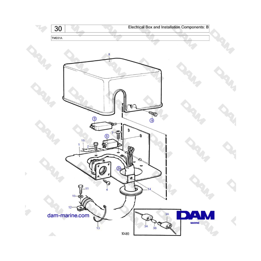 Volvo Penta MD31A - Caja eléctrica y componentes de instalación: A