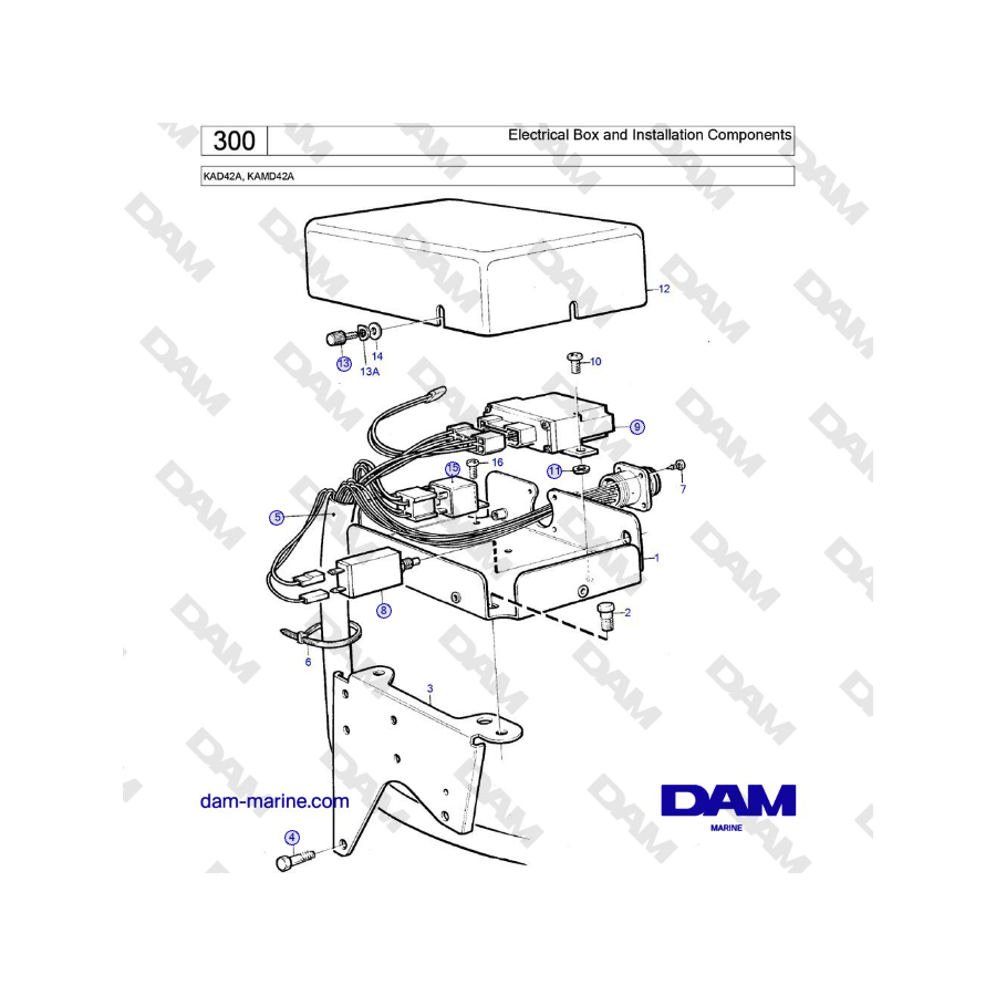 Volvo Penta KAD42A, KAMD42A - Caja eléctrica y componentes de instalación