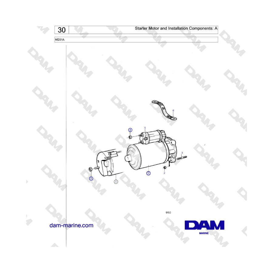 Volvo Penta MD31A - Starter Motor and Installation Components: A