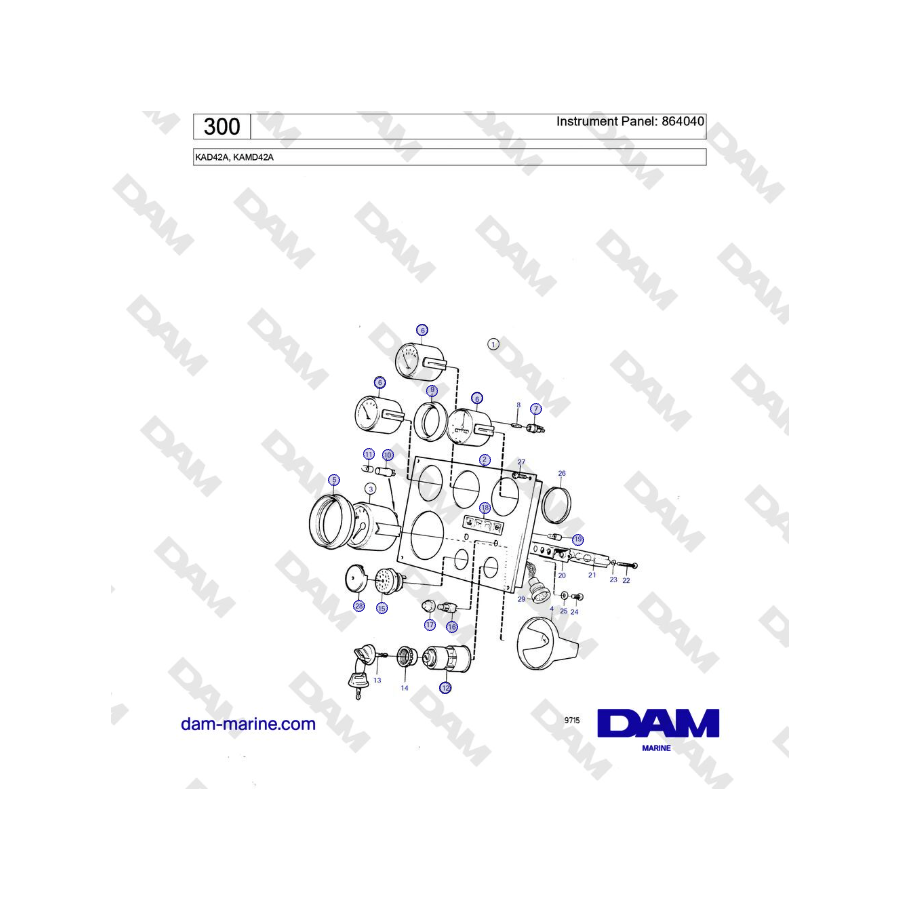 Volvo Penta KAD42A, KAMD42A - Instrument Panel: 864040