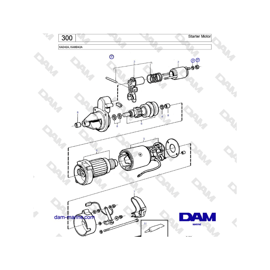 Volvo Penta KAD42A, KAMD42A - Motor de arranque