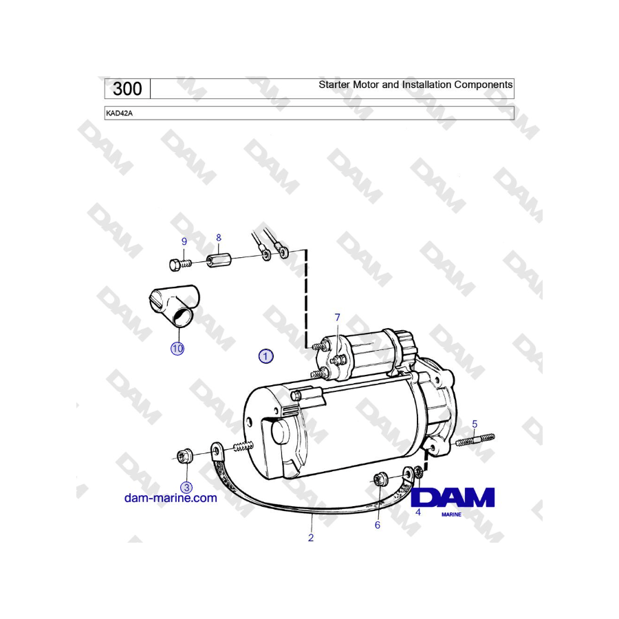 Volvo Penta KAD42A - Starter Motor and Installation Components